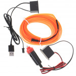 LED ambientné osvetlenie pre auto / auto USB / 12V páska 5m oranžová