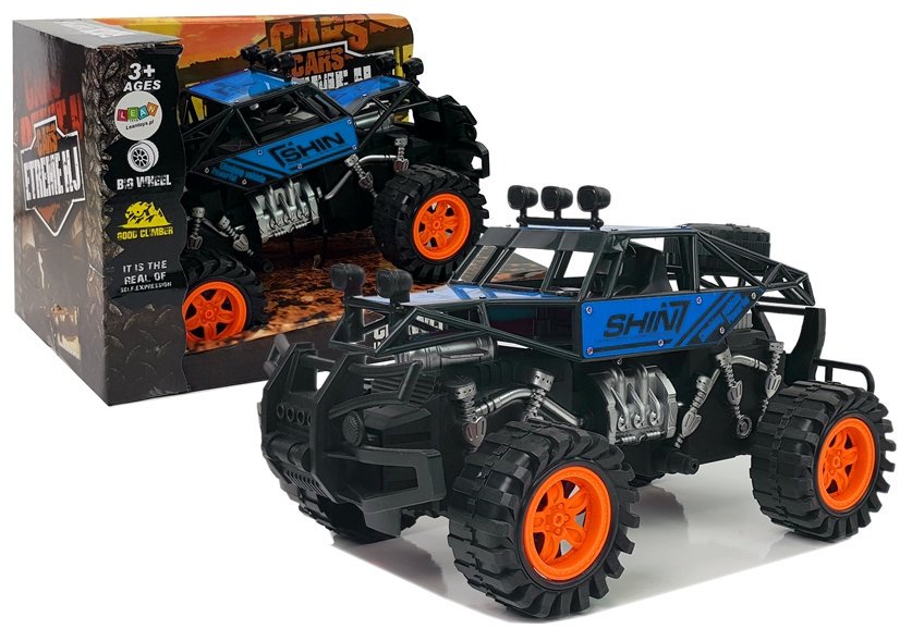 LEAN TOYS Naťahovacie terénne auto modré