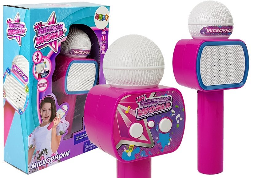 LEAN TOYS Detský mikrofón bezdrôtový karaoke Bluetooth ružový