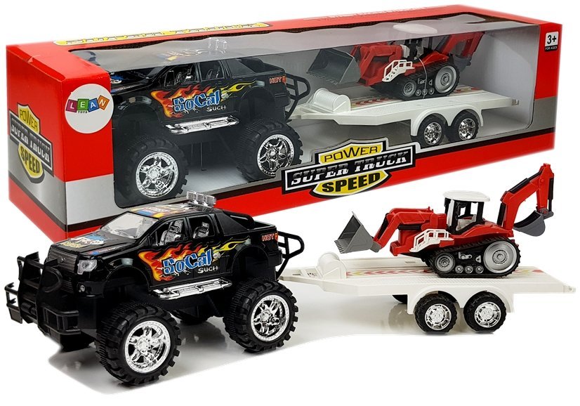 LEAN TOYS Terénne auto s odťahovkou čierne